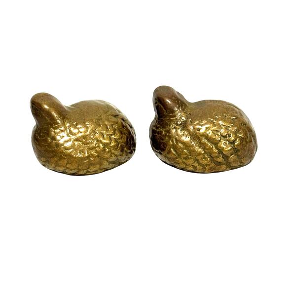 Vintage brass figures quail bird figurines paperweights miniature made in Taiwan - Picture 3 of 9